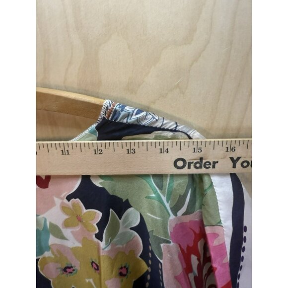 Johnny Was 100% Silk Floral Patch Lagenlook Hippie Boho Maxi Dress Size Large - Picture 15 of 16